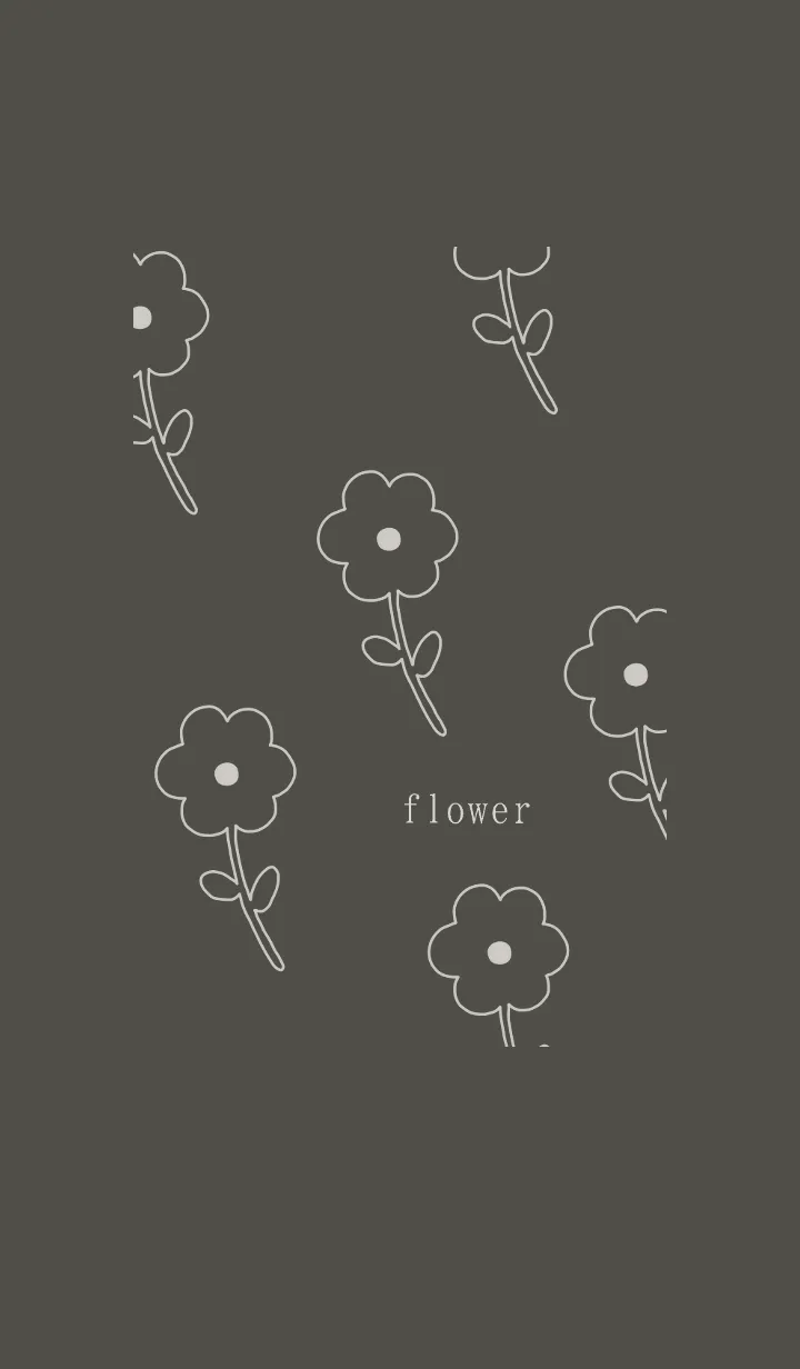 [LINE着せ替え] シンプル flower ブラックの画像1