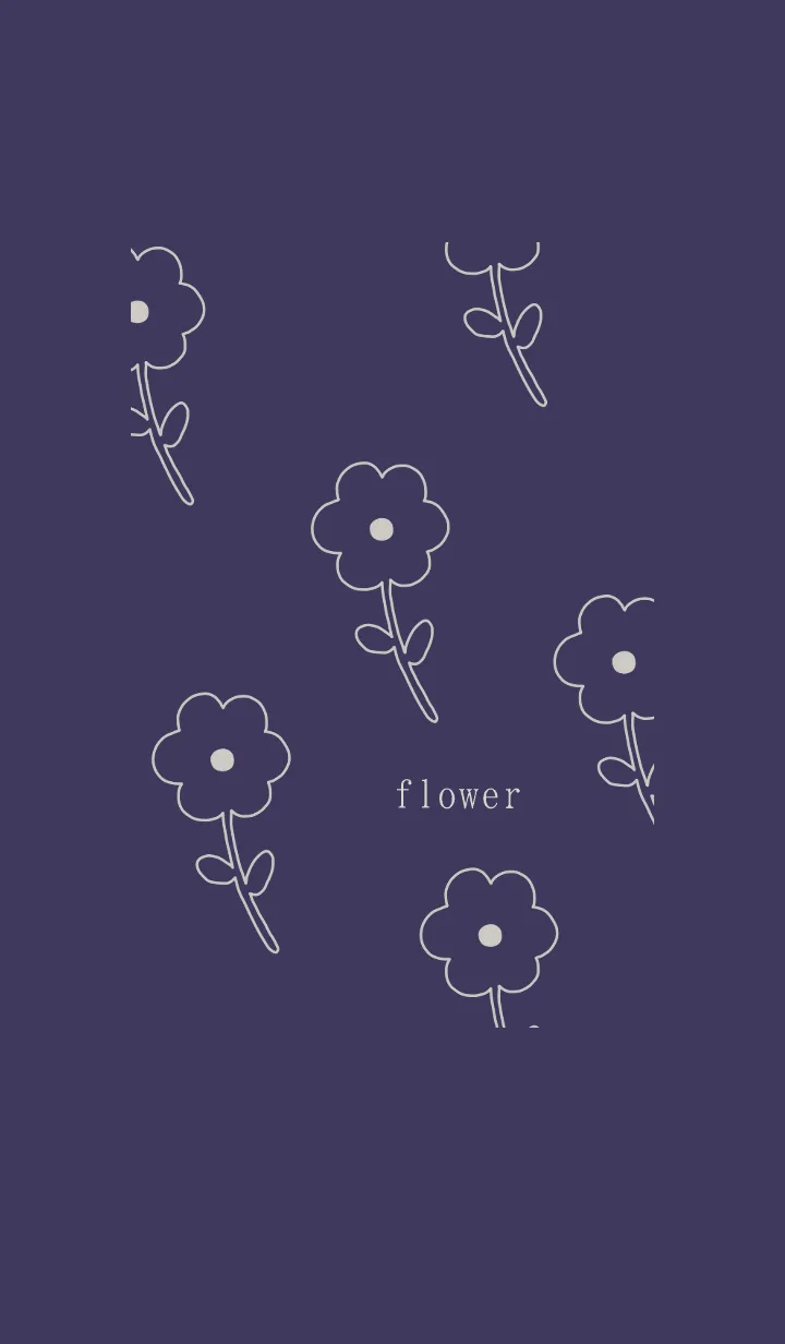 [LINE着せ替え] シンプル flower ネイビーの画像1