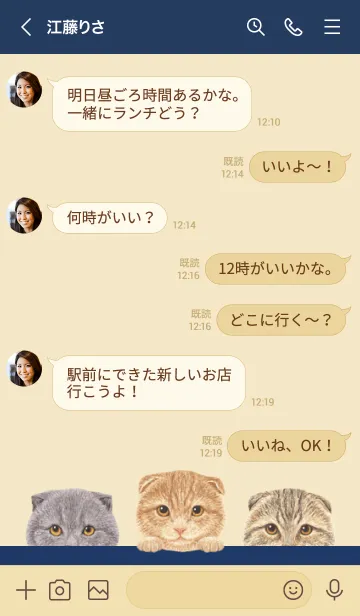 [LINE着せ替え] 猫 - スコティッシュフォールド - 紺色の画像4