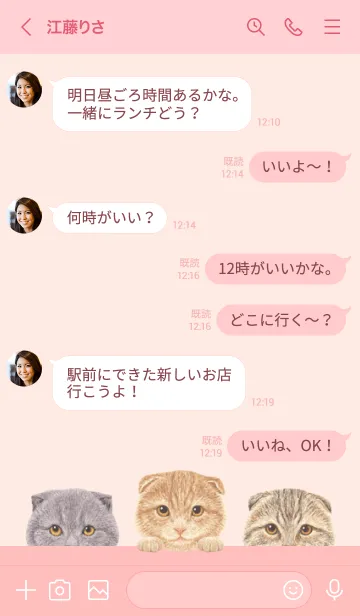 [LINE着せ替え] 猫 - スコティッシュ - 桜 ピンクの画像4