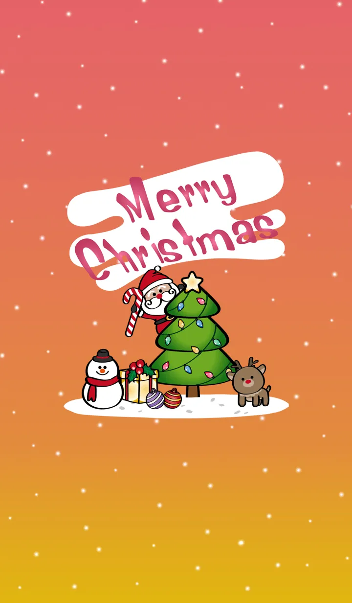 [LINE着せ替え] かわいいクリスマスパーティー（黄ピンク）の画像1