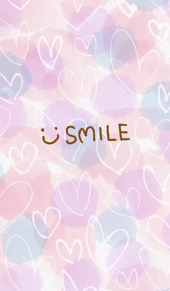 [LINE着せ替え] 水彩ピンク2白ハートスマイル27の画像1