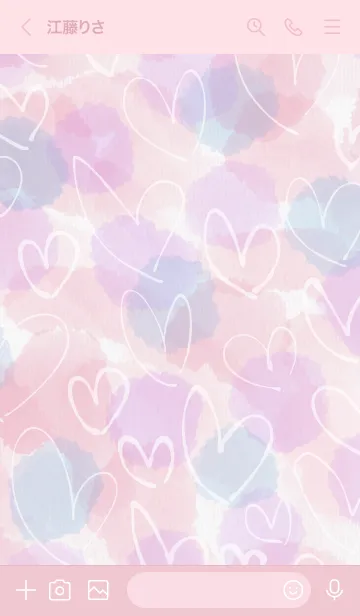 [LINE着せ替え] 水彩ピンク2白ハートスマイル27の画像3