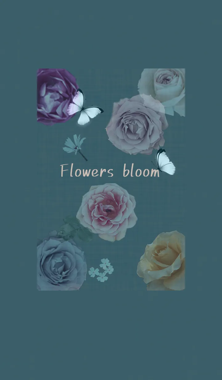 [LINE着せ替え] ～花が咲く♥ブルーグリーン43_1～の画像1