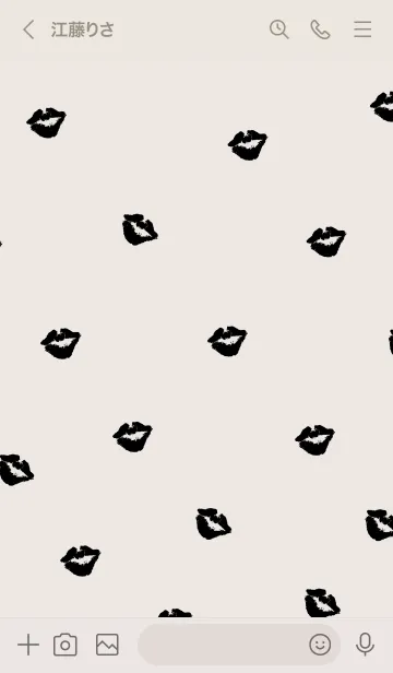 [LINE着せ替え] 黒キスマーク ベージュ3の画像3