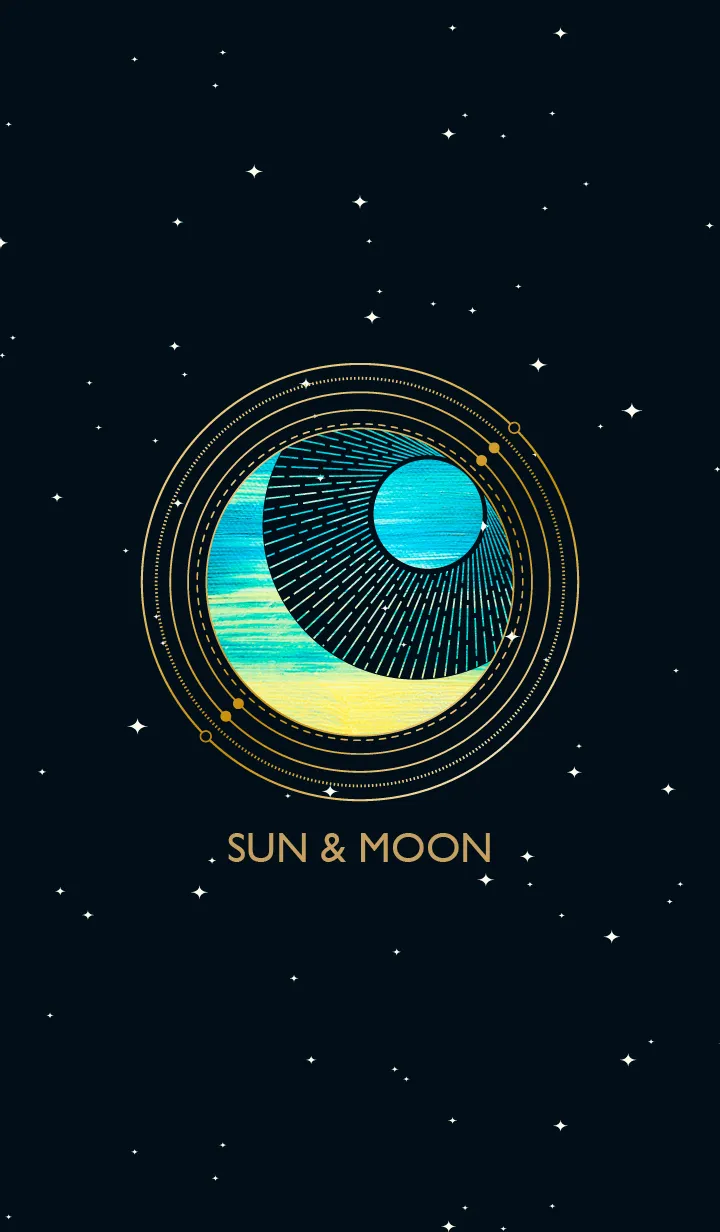 [LINE着せ替え] 黒の背景に月と太陽 22の画像1