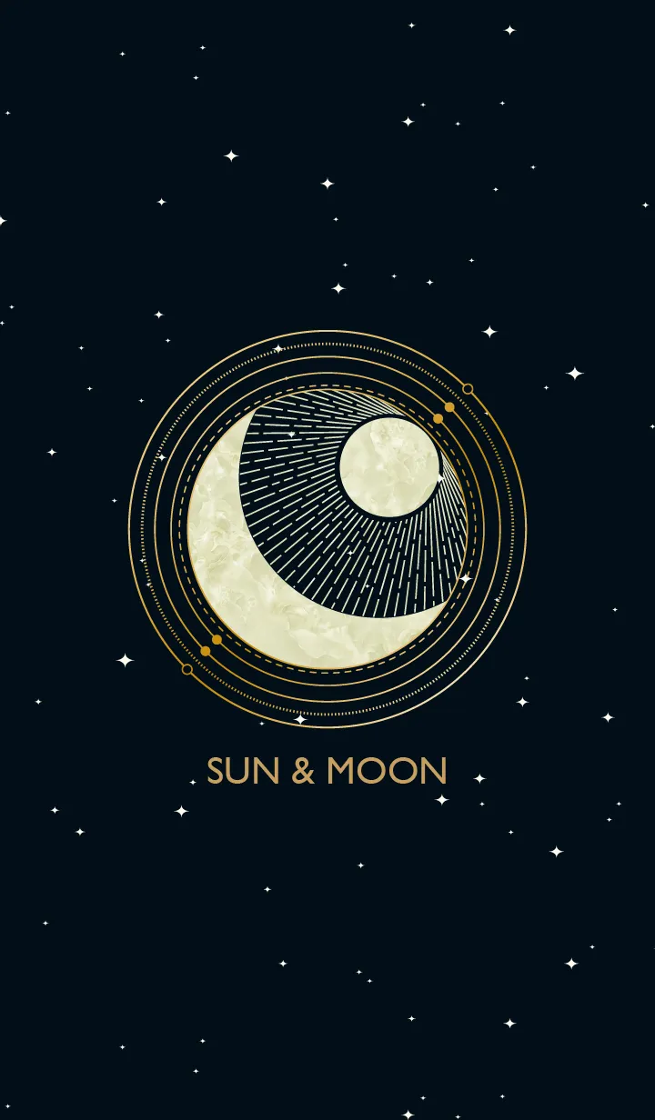 [LINE着せ替え] 黒の背景に月と太陽 06の画像1