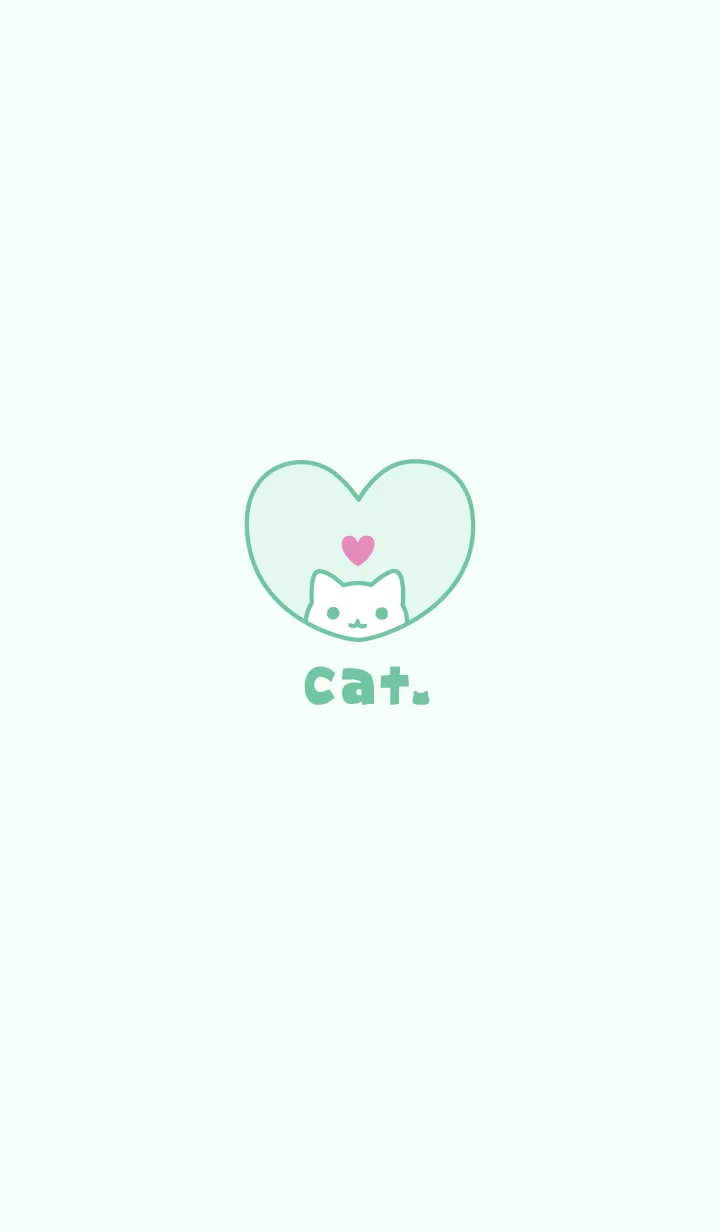 [LINE着せ替え] ねこハート[グリーン]の画像1