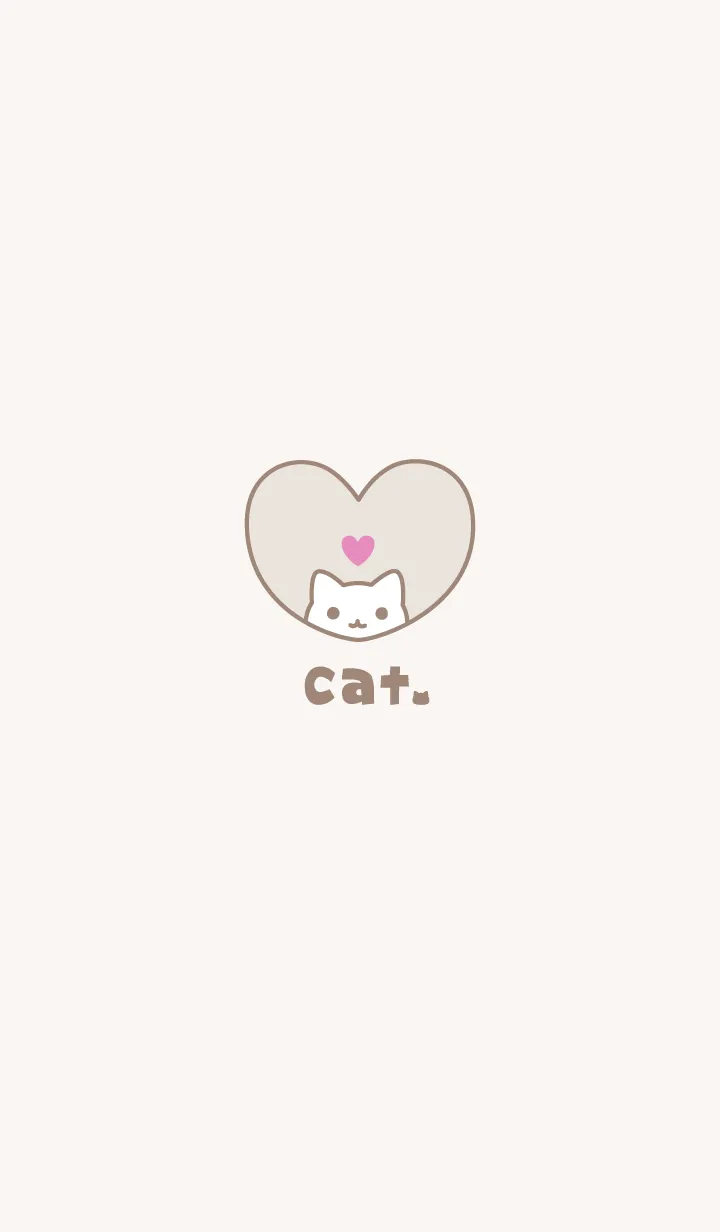 [LINE着せ替え] ねこハート[くすみベージュ]の画像1