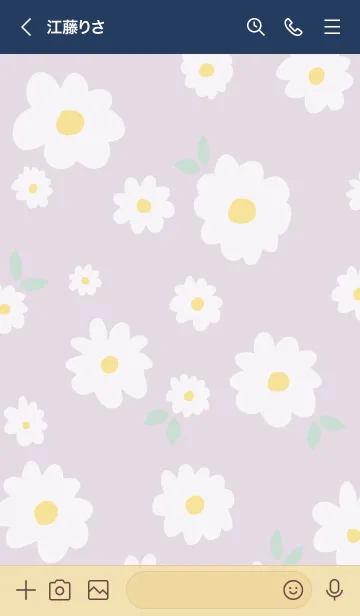 [LINE着せ替え] 白い花と葉っぱ19の画像3