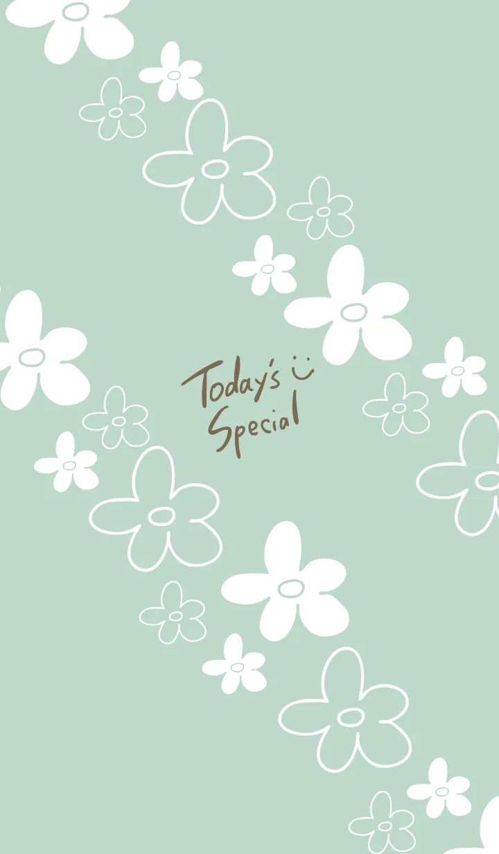 [LINE着せ替え] 手書きのお花 くすみグリーン3の画像1