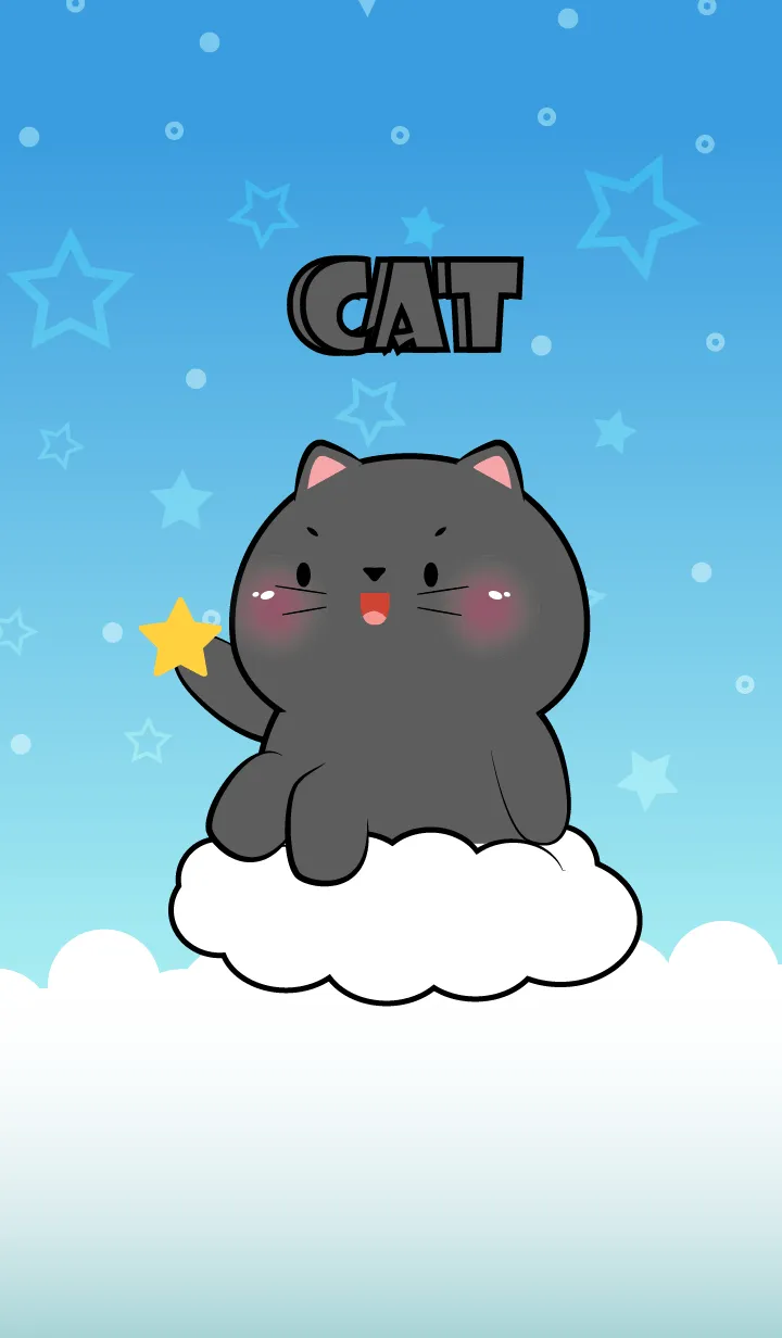 [LINE着せ替え] Cute Black Cat In Blue Sky Theme (JP)の画像1
