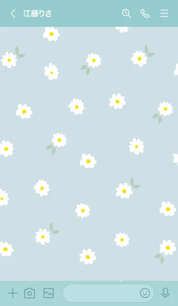 [LINE着せ替え] 白い花がたくさん ブルー4の画像3