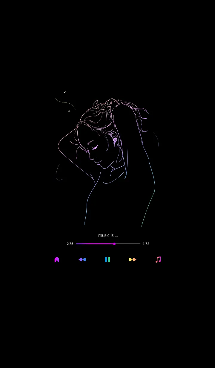 music is.../girl A black.の着せ替えメイン画像