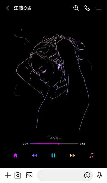 [LINE着せ替え] music is.../girl A black.の画像3