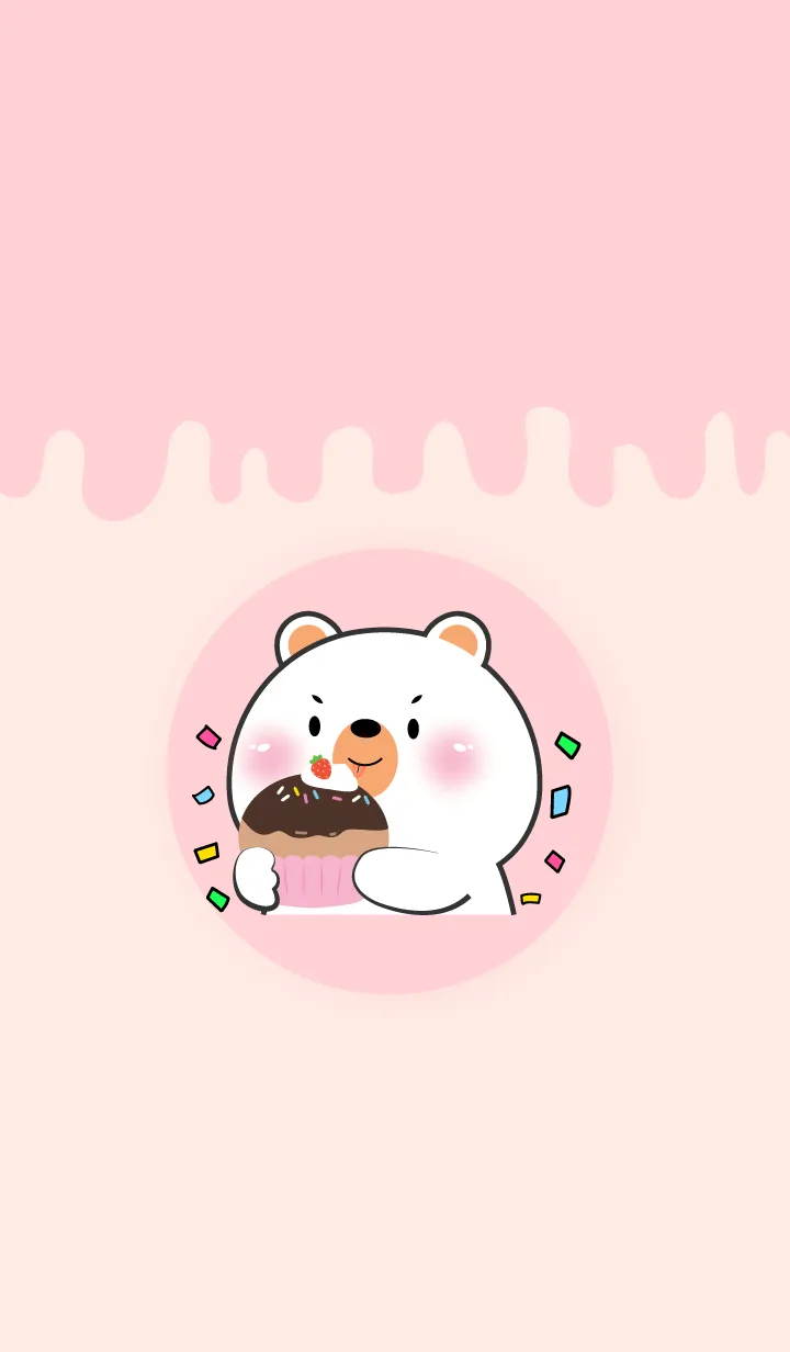 [LINE着せ替え] Simple White Bear Love Sweet Theme  (JP)の画像1