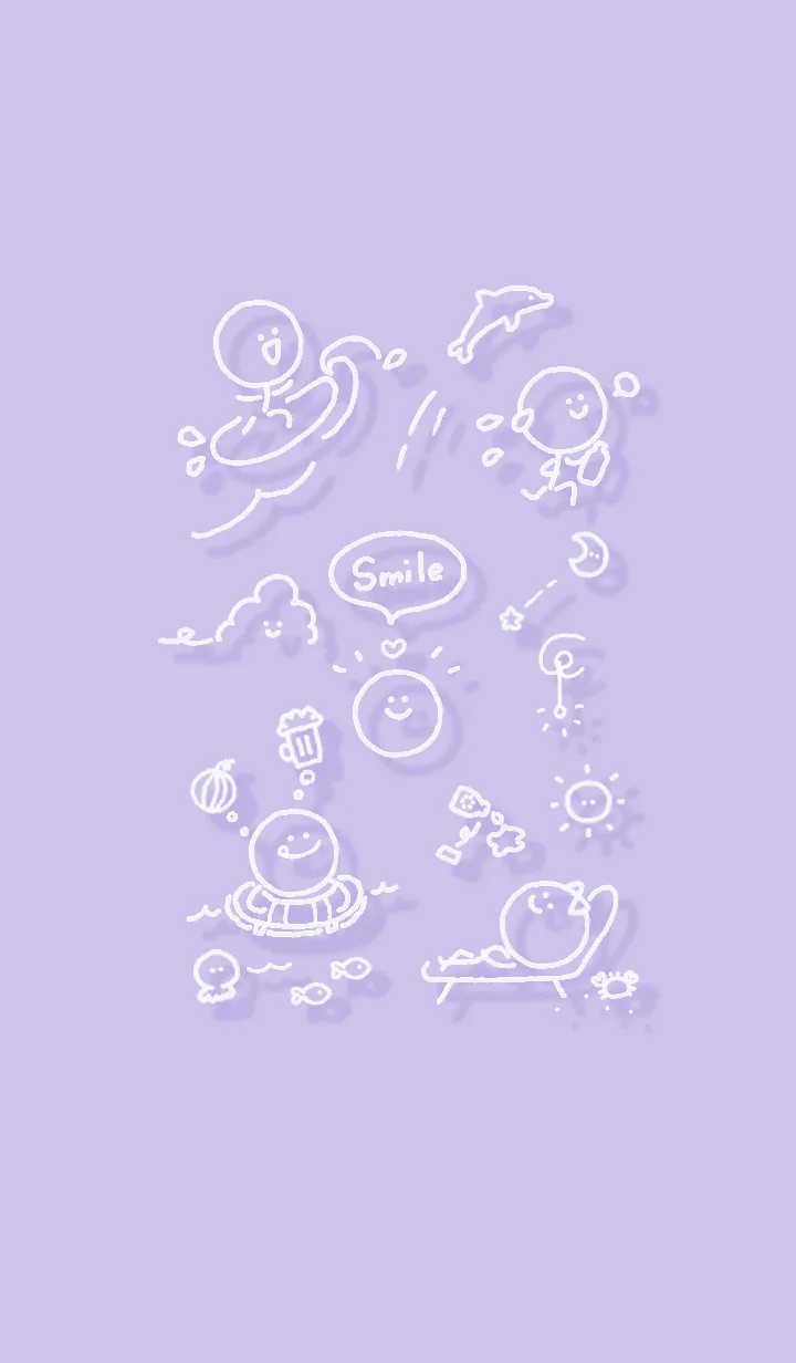 [LINE着せ替え] スマイルの夏♬パープル08_1の画像1