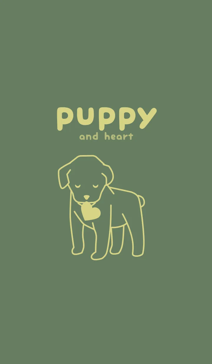 [LINE着せ替え] 子犬とハート Elm Greenの画像1