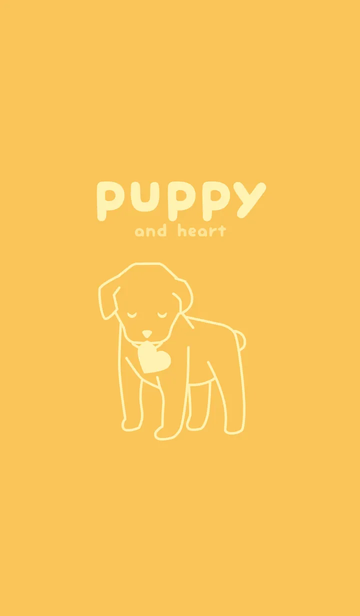 [LINE着せ替え] 子犬とハート Saffron yellowの画像1