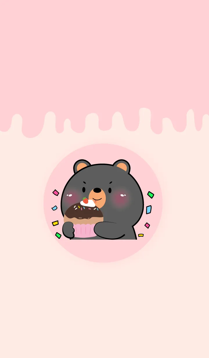[LINE着せ替え] Simple Black Bear Love Sweet Theme (JP)の画像1