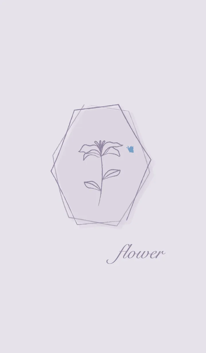 [LINE着せ替え] お花<蝶々>パープルの画像1