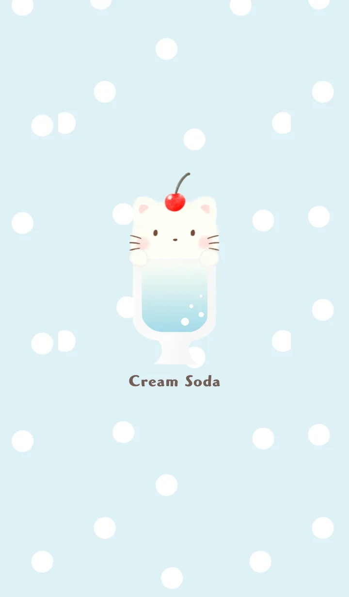 [LINE着せ替え] クリームソーダ -ねこ- ソーダ ドットの画像1