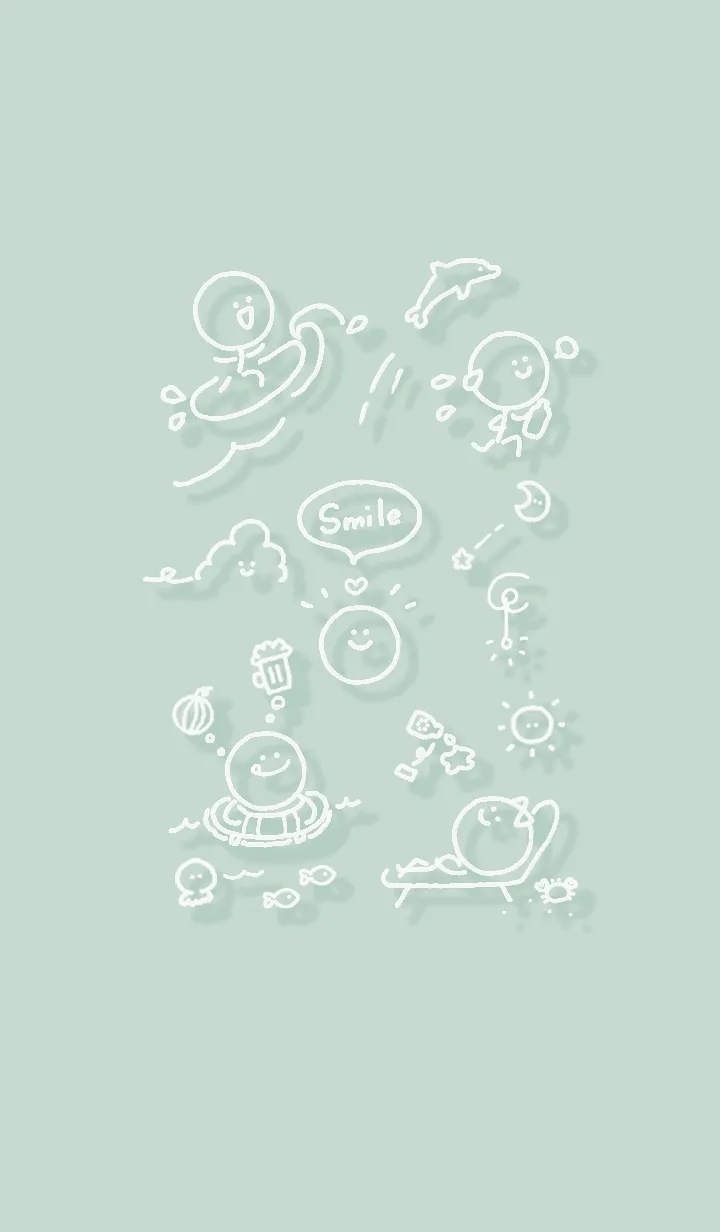 [LINE着せ替え] スマイルの夏♬ブルーグリーン04_1の画像1