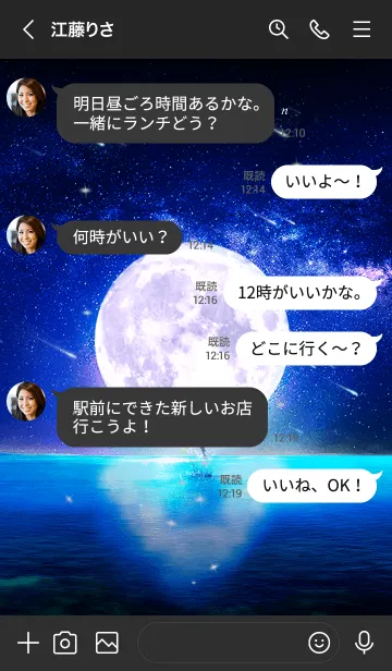 [LINE着せ替え] 幸運を運ぶ月夜のイルカ✨おじちゃん✨の画像4