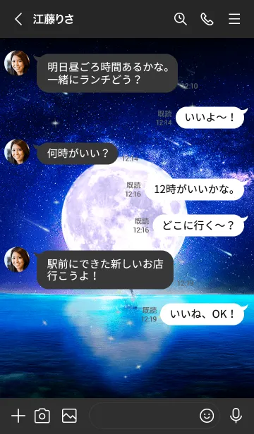 [LINE着せ替え] 幸運を運ぶ月夜のイルカ✨おっくん✨の画像4