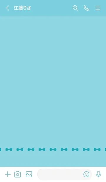 [LINE着せ替え] みけ猫とリボン(turquoise blue)の画像3