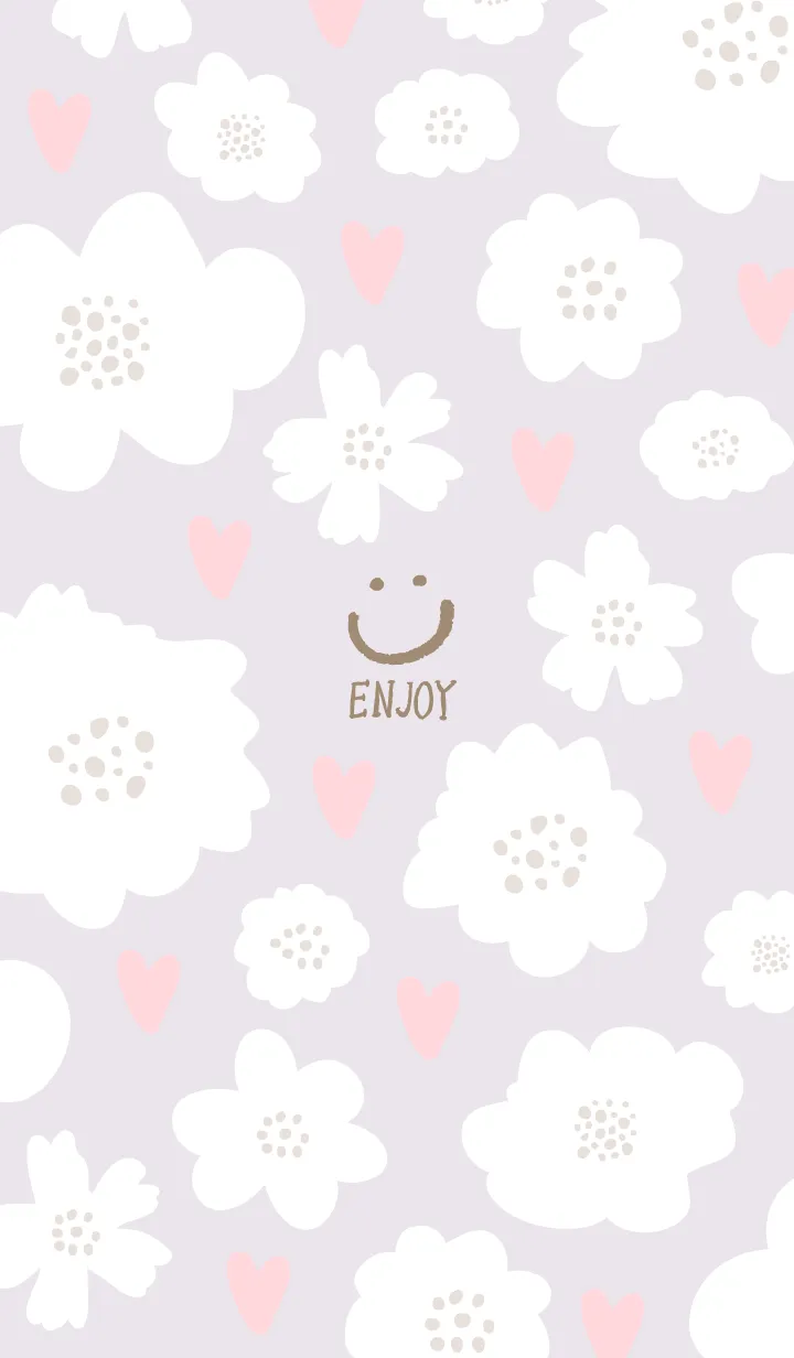 [LINE着せ替え] ハートと白い花10の画像1