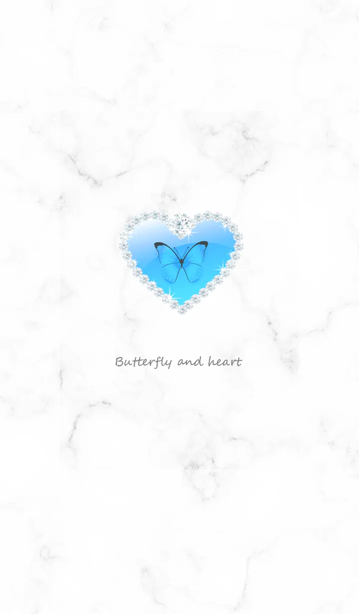 [LINE着せ替え] 1蝶とハート♥ブルー03_1の画像1