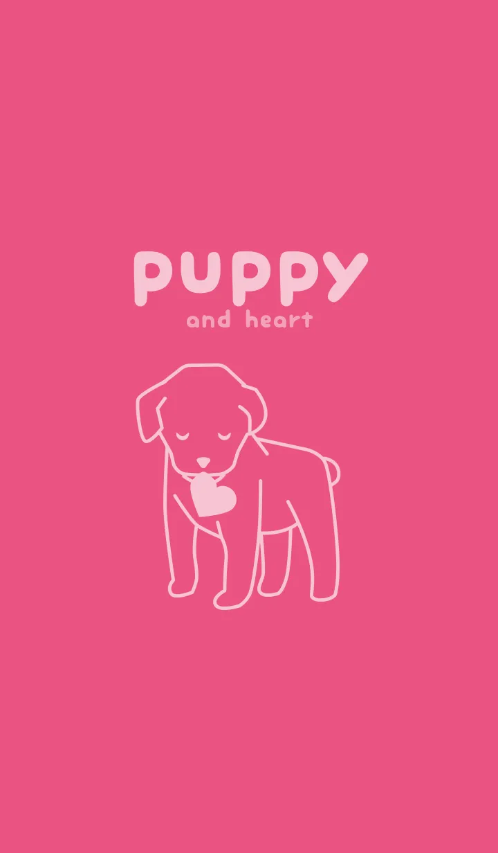 [LINE着せ替え] 子犬とハート Carnation pinkの画像1