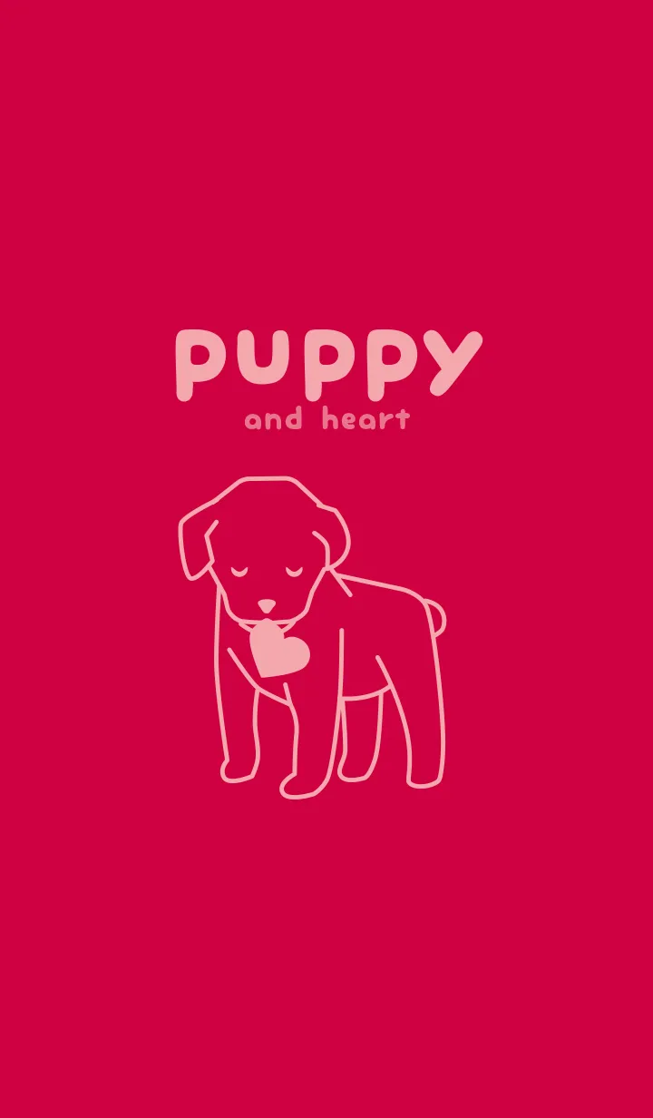 [LINE着せ替え] 子犬とハート Pepper redの画像1