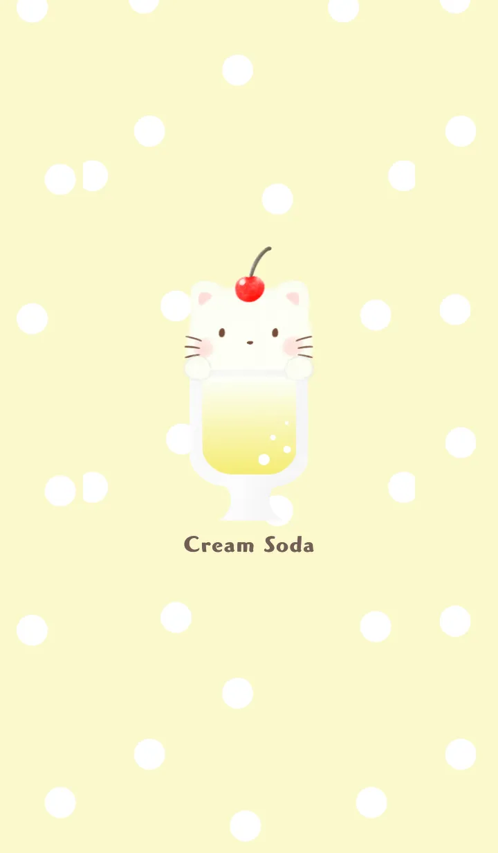 [LINE着せ替え] クリームソーダ -ねこ- レモン ドットの画像1