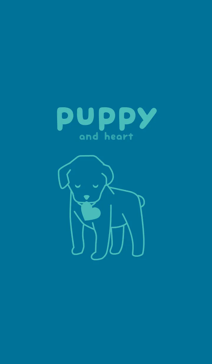 [LINE着せ替え] 子犬とハート Duck blueの画像1