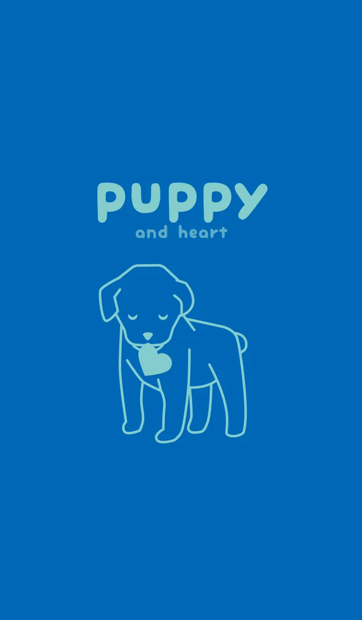 [LINE着せ替え] 子犬とハート cobalt blueの画像1