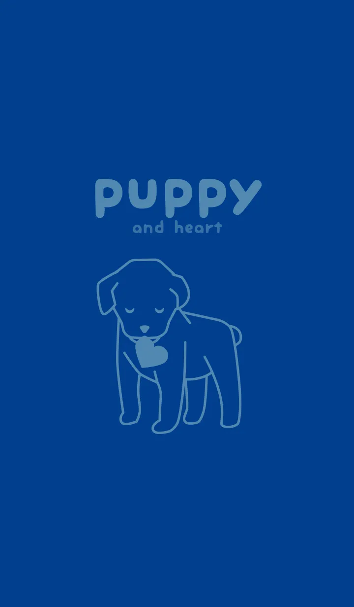 [LINE着せ替え] 子犬とハート Ink blueの画像1