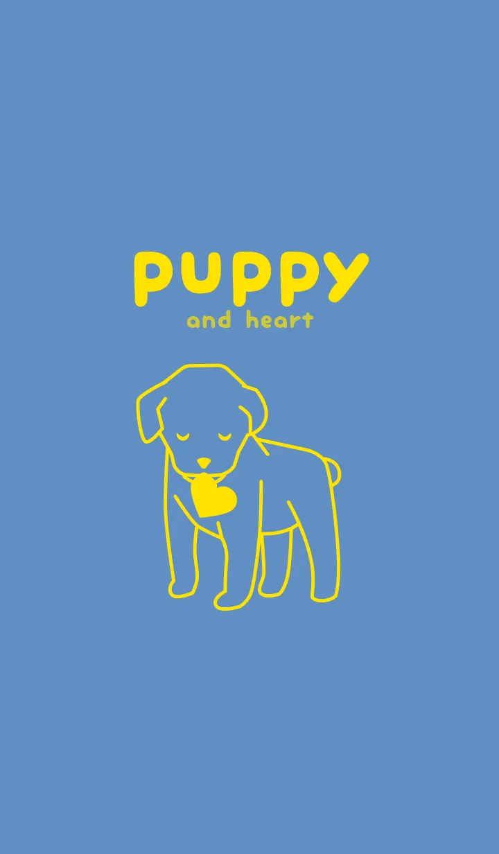 [LINE着せ替え] 子犬とハート Pale pastel blueの画像1