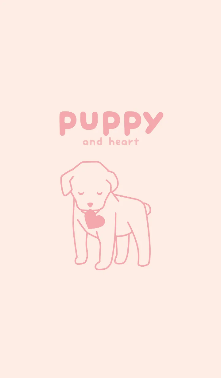 [LINE着せ替え] 子犬とハート Deep baby pinkの画像1