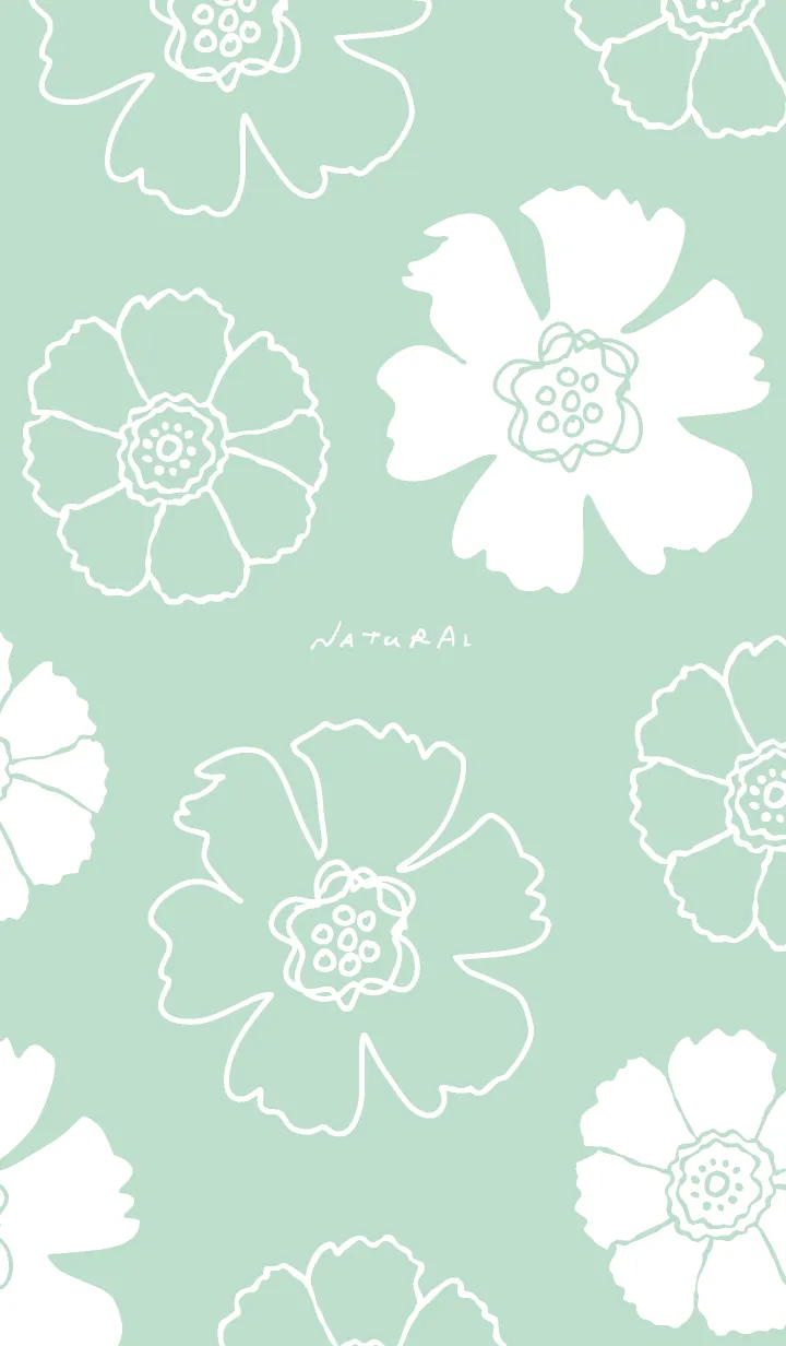 [LINE着せ替え] 2種の白い花グリーン5の画像1