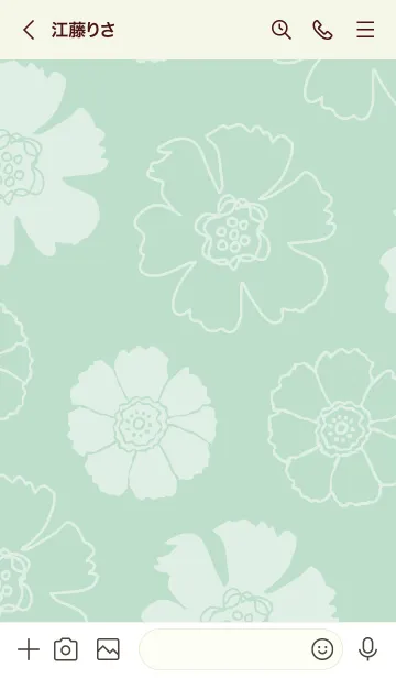 [LINE着せ替え] 2種の白い花グリーン5の画像3