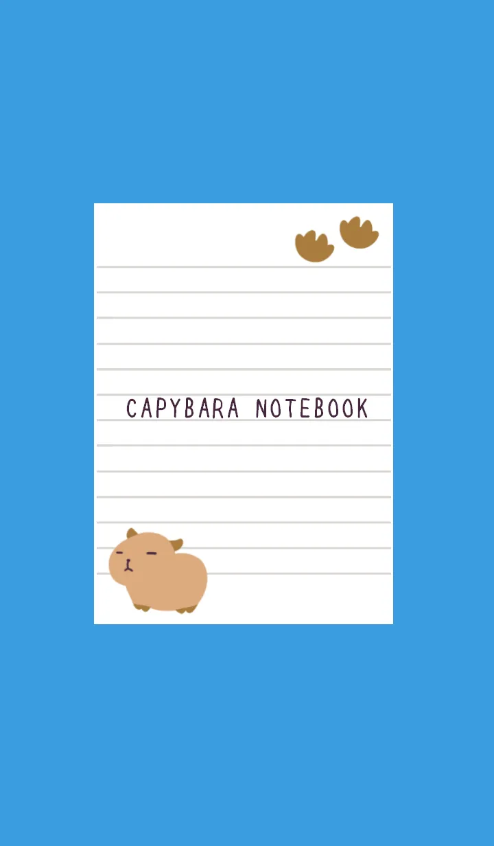 [LINE着せ替え] カピバラと足跡のノート/ブルー/イエローの画像1