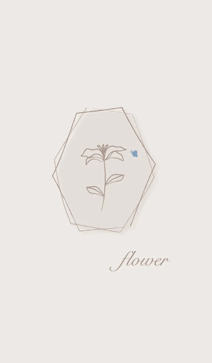 [LINE着せ替え] お花<蝶々>ベージュの画像1