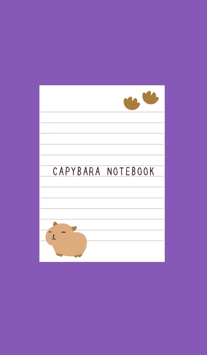 [LINE着せ替え] カピバラと足跡のノート/パープル/イエローの画像1