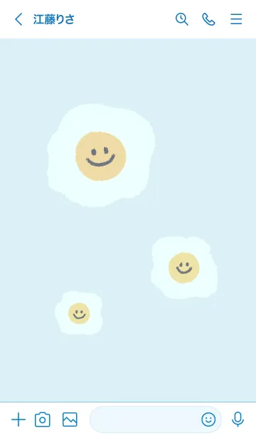 [LINE着せ替え] にこにこ 目玉焼き 韓国語 #ブルーの画像3