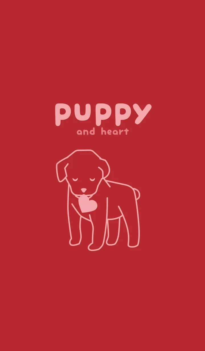 [LINE着せ替え] 子犬とハート akaneiroの画像1