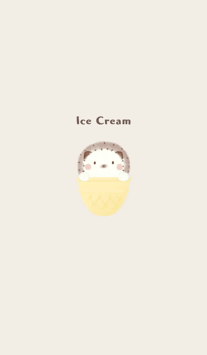 [LINE着せ替え] アイスクリーム -ハリネズミ- ベージュの画像1