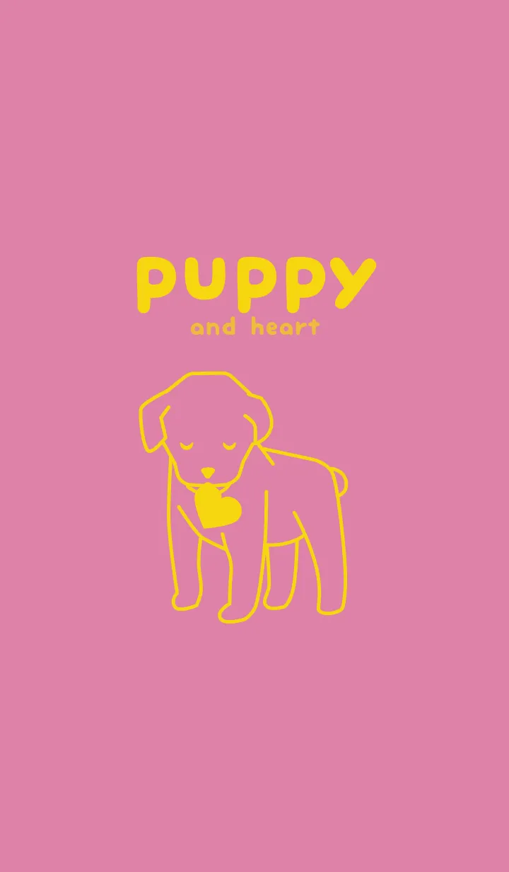[LINE着せ替え] 子犬とハート Rota Pinkの画像1