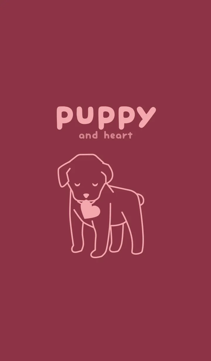 [LINE着せ替え] 子犬とハート crimsonの画像1